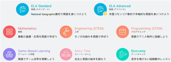 グローバルステップアカデミーのコース